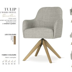 TULIP SUPREME WOOD étkezőszék | táskarugós forgó étkezőszék, választható szövet / natúr tölgy lábbal